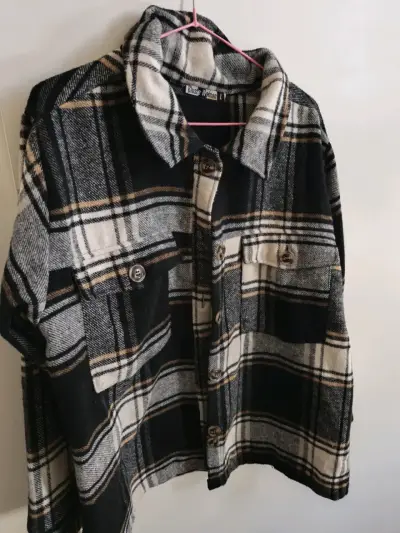 Chaqueta de franela a cuadros para mujer - miniatura 1