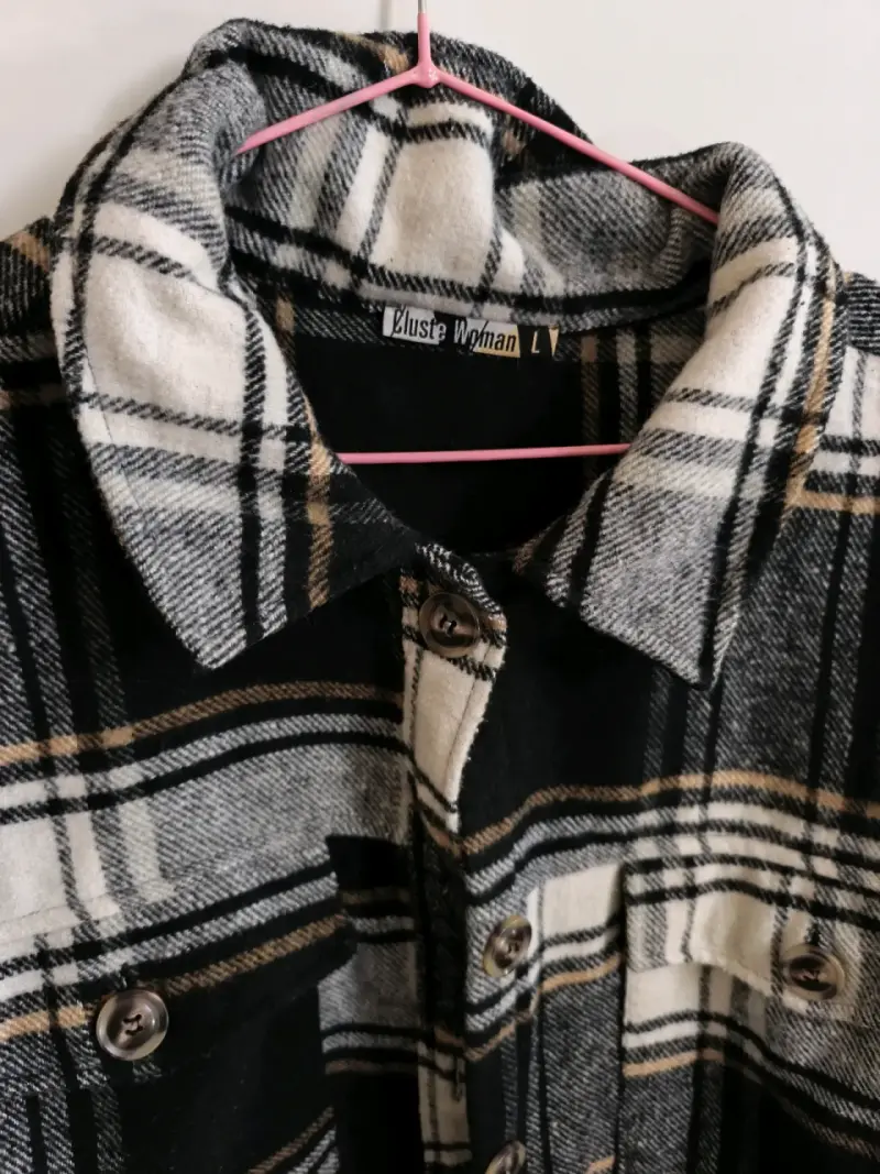 Chaqueta de franela a cuadros para mujer - 2