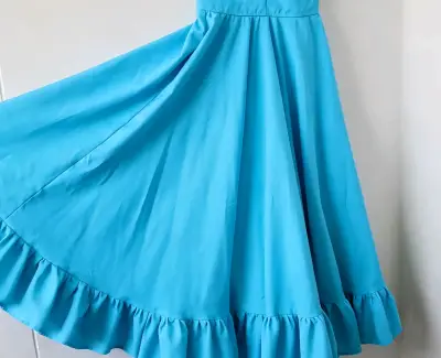Falda celeste- azul con vuelo y volantes - miniatura 1