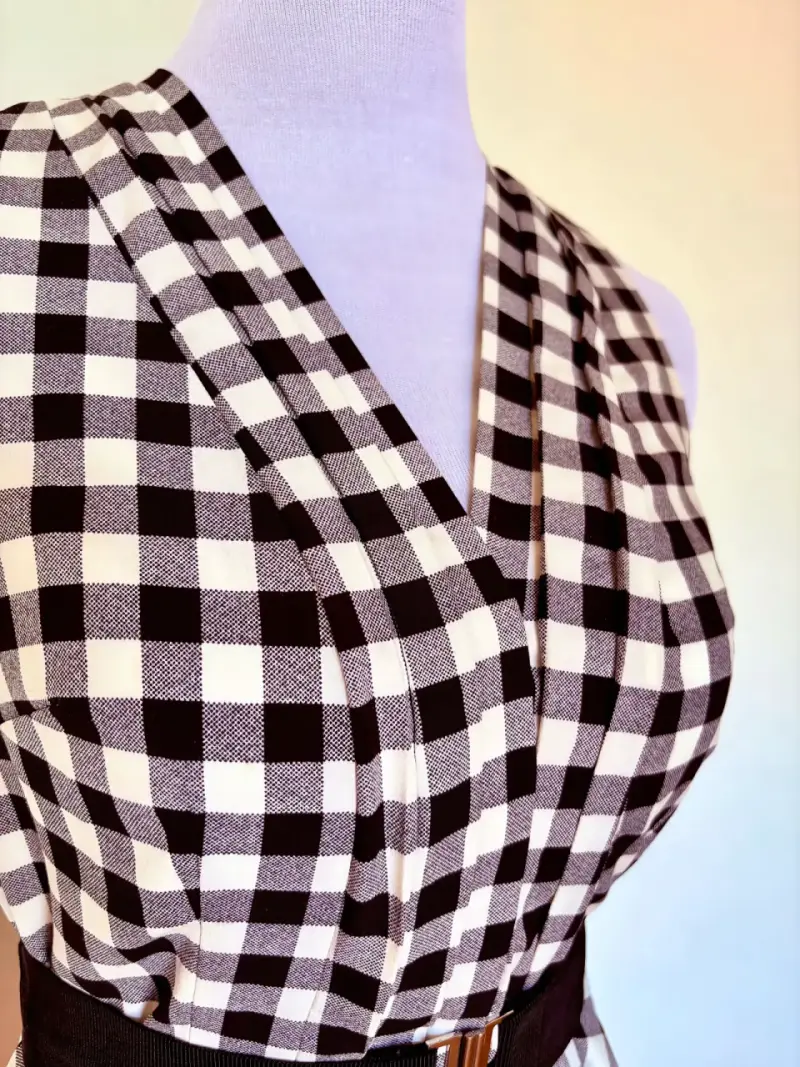 Vestido Ann Taylor vichy blanco y negro con cintur - 4