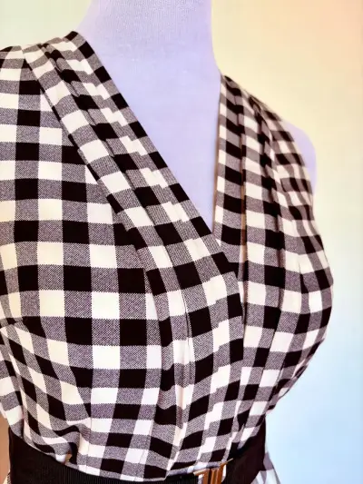 Vestido Ann Taylor vichy blanco y negro con cintur - miniatura 4