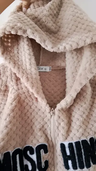 Chaqueta de felpa beige con capucha Moschino - miniatura 2