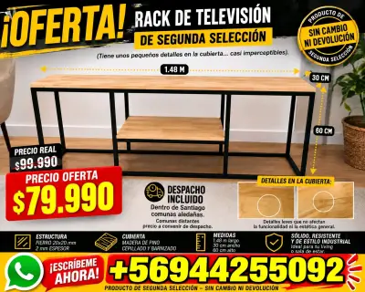 Rack de Televisión de Madera y Metal 1.48m - miniatura 1