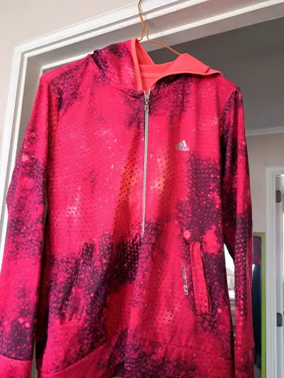 Chaqueta deportiva Adidas rosa con capucha - miniatura 1