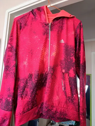 Chaqueta deportiva Adidas rosa con capucha - miniatura 2