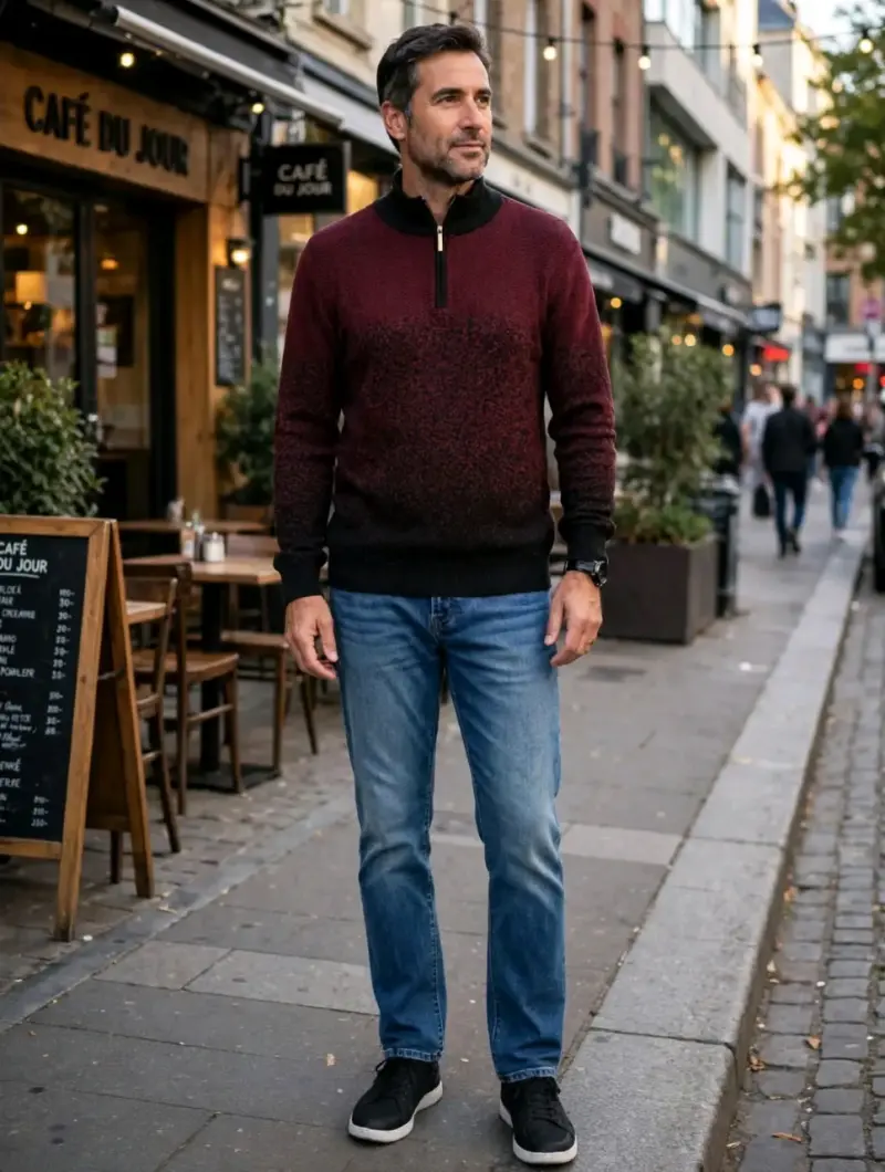 SUÉTER BURDEO DEGRADÉ CON CIERRE - TALLA L/XL - HO