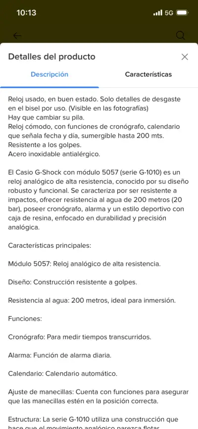 Reloj Casio G-Shock Mod. 5057 G-1010D Usado - miniatura 6