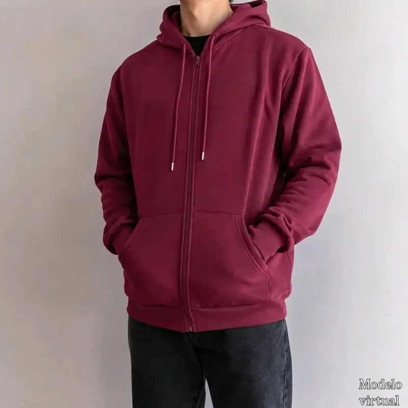 Polerón con gorro burdeo Shein XL - 1