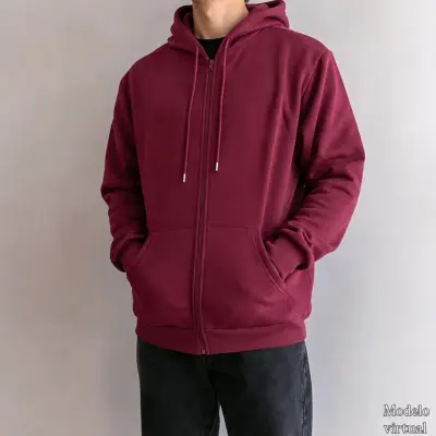 Polerón con gorro burdeo Shein XL - miniatura 1