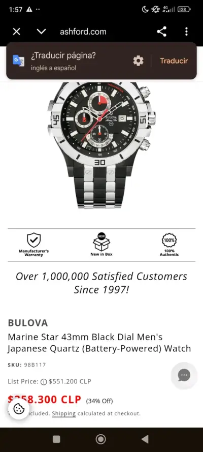 Reloj Bulova Marine Star 43mm Negro - miniatura 2