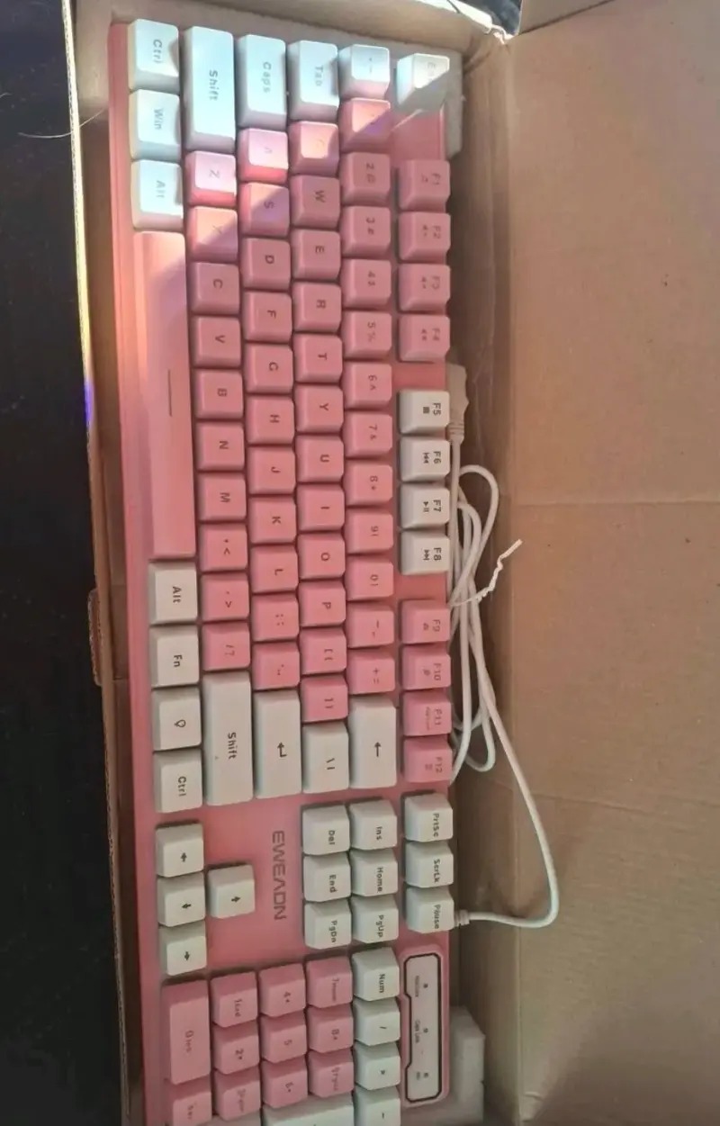 Teclado rosa Eweadn con cable - 4