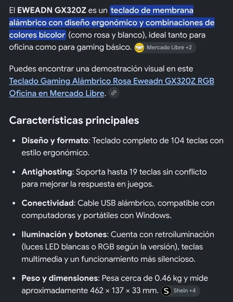 Teclado rosa Eweadn con cable - 6