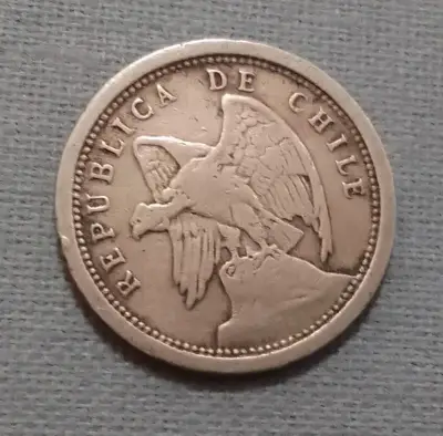 Moneda antigua Chile  de 10 centavos de 1923 - miniatura 2