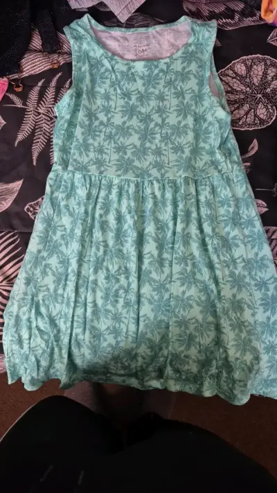 Vestido sin mangas estampado tropical para niña - miniatura 1