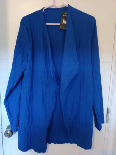 Blazer azul larga para mujer - miniatura 1