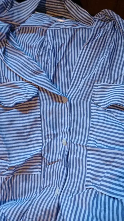 Camisa de rayas azul Zara Woman - miniatura 1