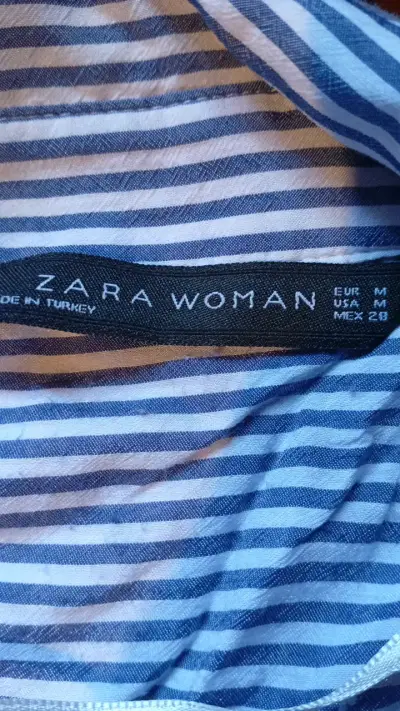 Camisa de rayas azul Zara Woman - miniatura 2