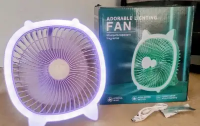 Ventilador LED con luz nocturna y tres velocidades - miniatura 3