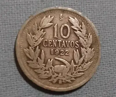 Moneda antigua de Chile 10 centavos de 1922 - miniatura 1