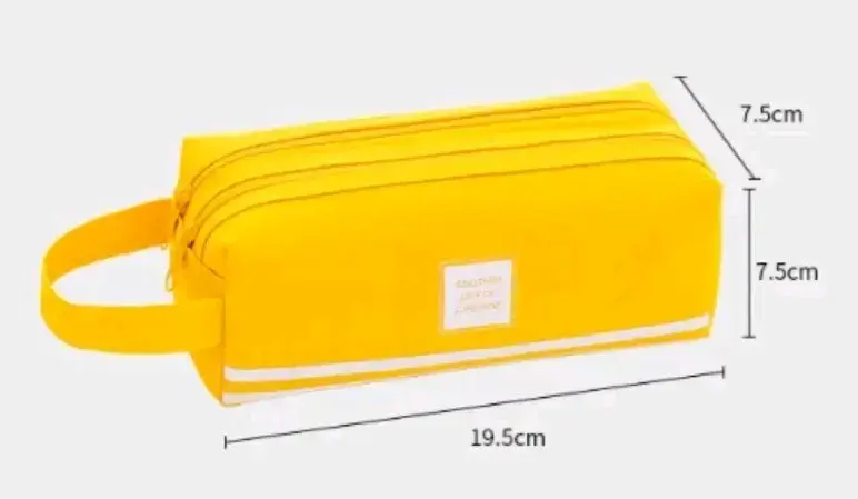 Estuche escolar amarillo con doble compartimento - 2