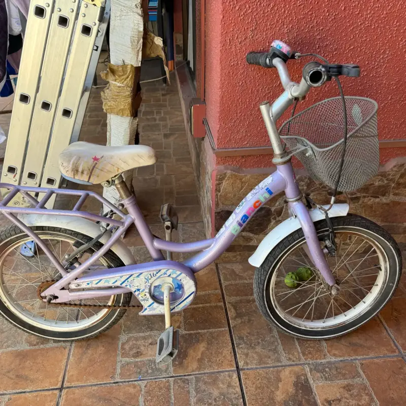Bicicleta infantil Bianchi morada con canasto