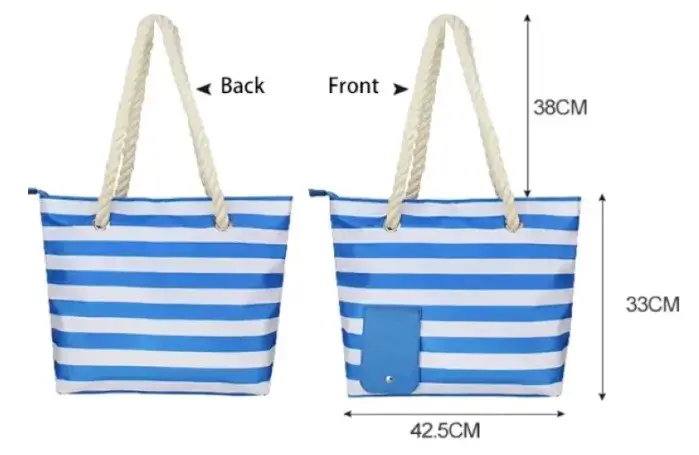 Bolso playero rayado con asas de cuerda - 3