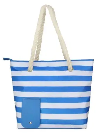 Bolso playero rayado con asas de cuerda - 4