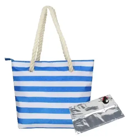 Bolso playero rayado con asas de cuerda - 5