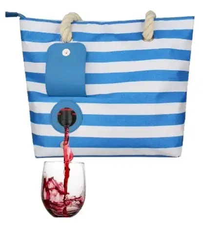 Bolso playero rayado con asas de cuerda - 6