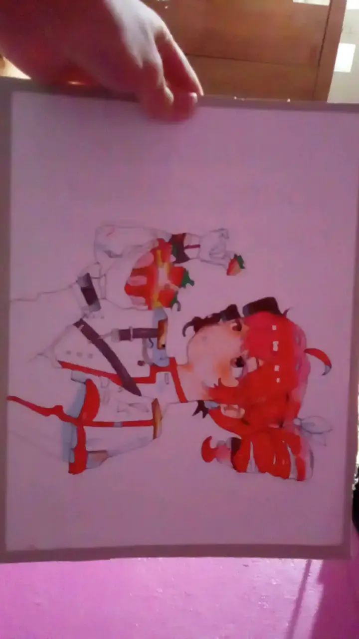 Ilustración de personaje anime con fresas - 2