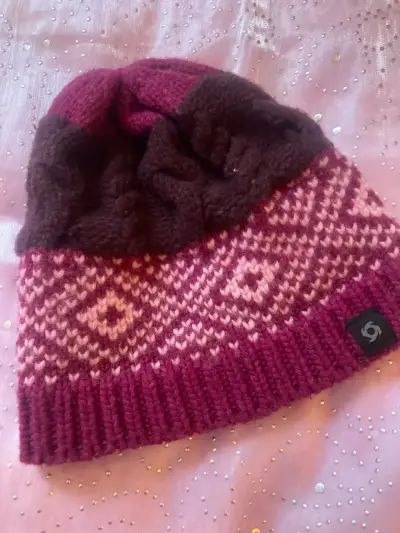 Gorro de lana tejido bicolor para invierno - miniatura 1