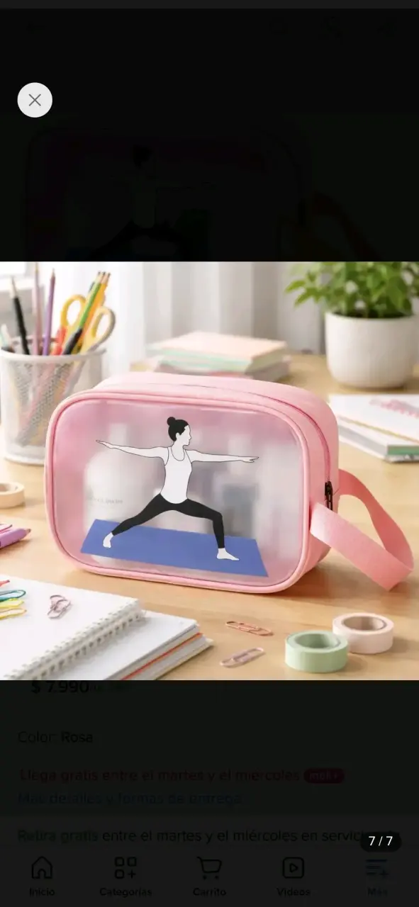 Neceser de viaje rosa con diseño de yoga - 1