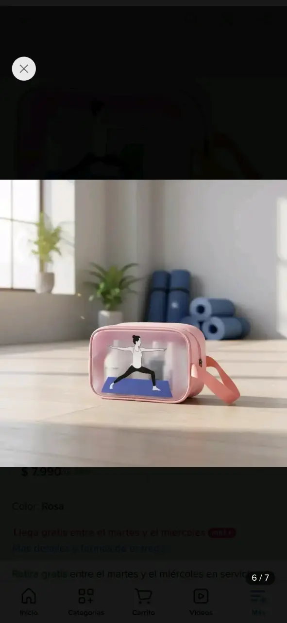 Neceser de viaje rosa con diseño de yoga - 2