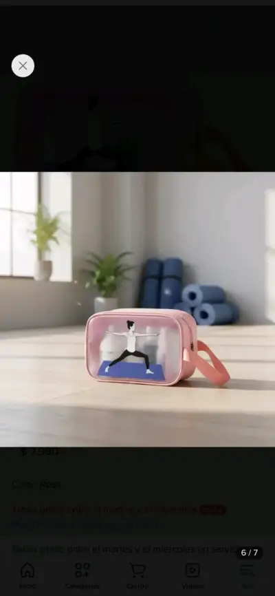 Neceser de viaje rosa con diseño de yoga - miniatura 2