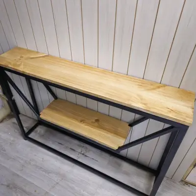Mesa consola de madera y metal estilo industrial - miniatura 1