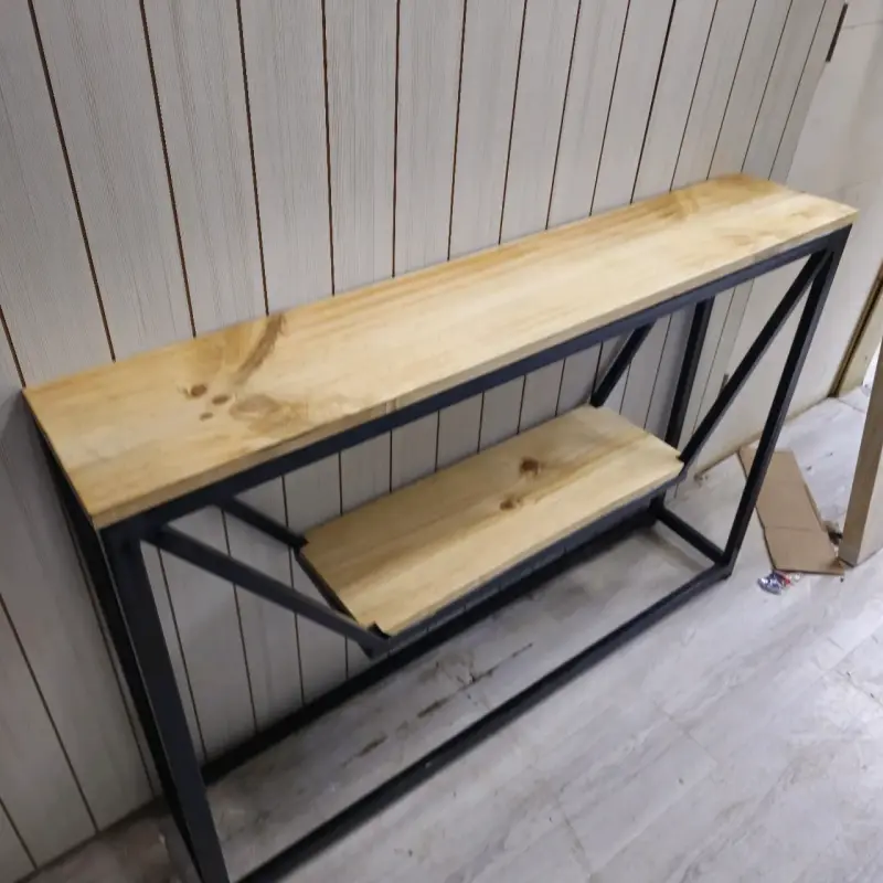 Mesa consola de madera y metal estilo industrial - 2