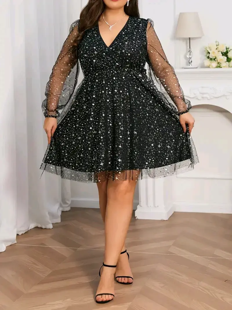 Vestido negro con brilllos 2xl - 2