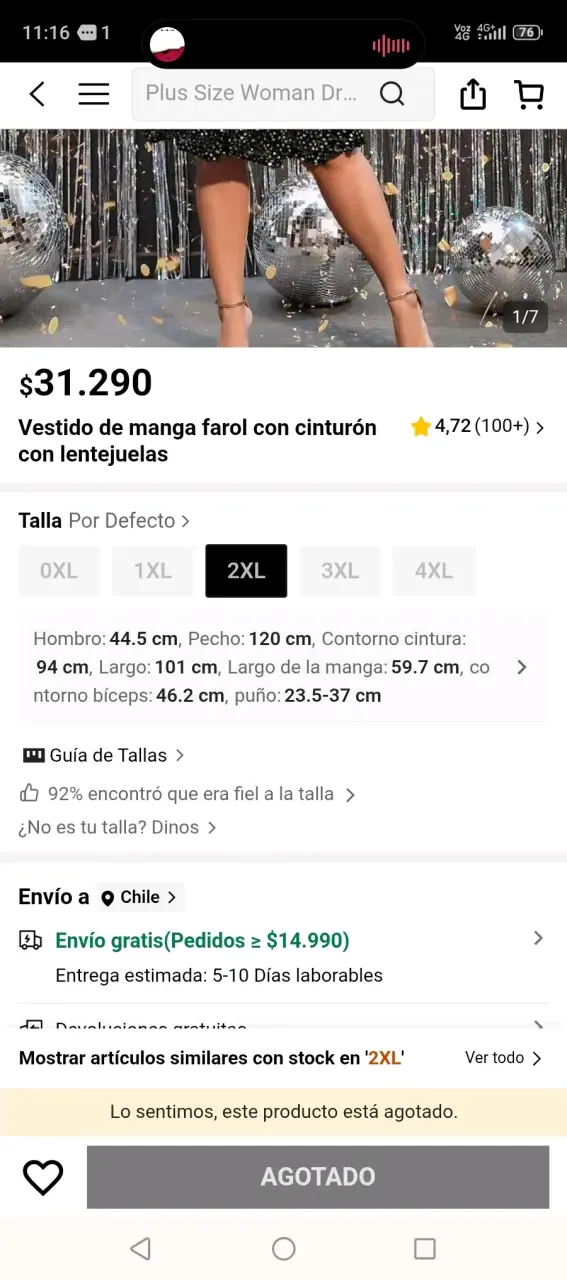 Vestido negro con brilllos 2xl - 3