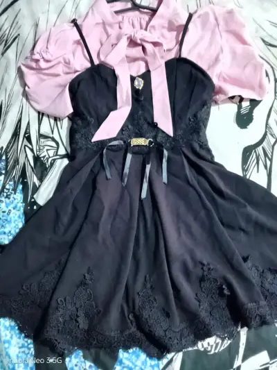 Vestido negro s con blusa rosa talla xl chica - miniatura 1