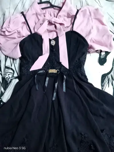 Vestido negro s con blusa rosa talla xl chica - miniatura 3