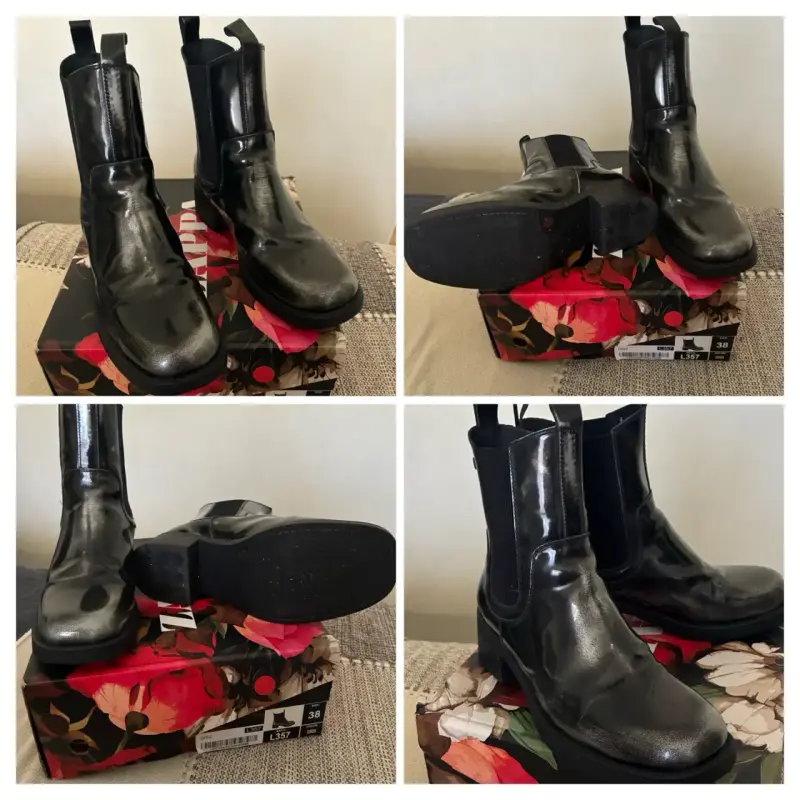 Botines de cuero negro talla 38