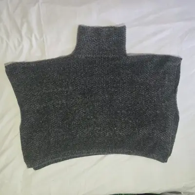 Poncho Tejido Gris azulado de mujer - miniatura 1