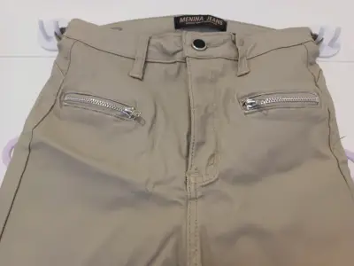 Pantalones beige Menina Jeans con cierres - miniatura 2