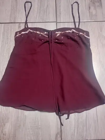 Top burdeos con lentejuelas Ellus Jeans Deluxe - miniatura 1