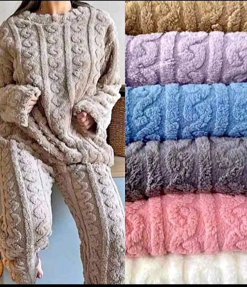 Conjunto de pijama polar para mujer en varios colores - 1