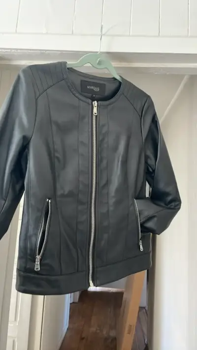 Chaqueta de cuero vegano negra para mujer Marquis - miniatura 1