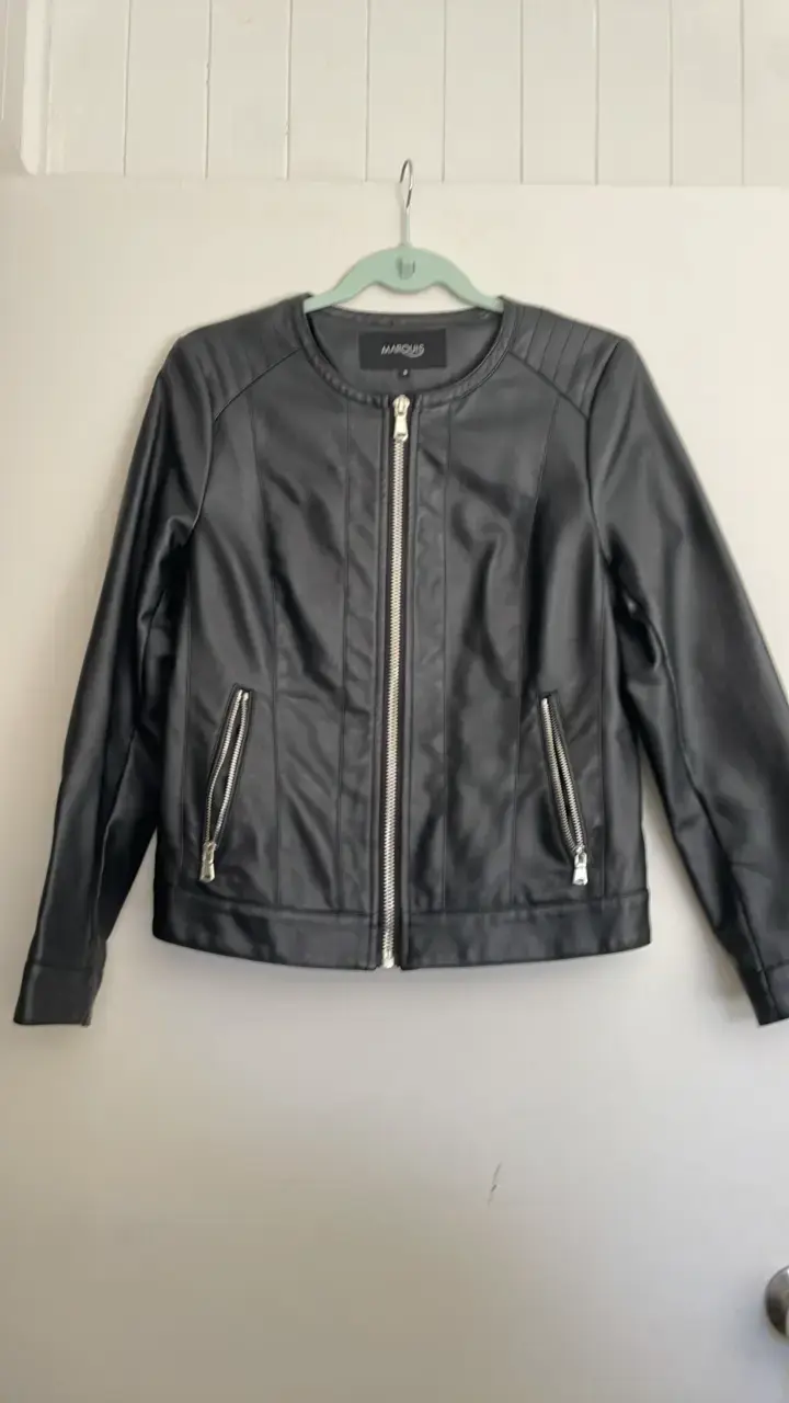 Chaqueta de cuero vegano negra para mujer Marquis - 3