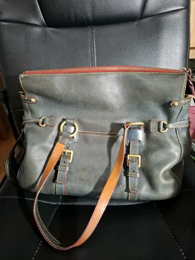 Bolso de cuero Dooney & Bourke verde oscuro - miniatura 2