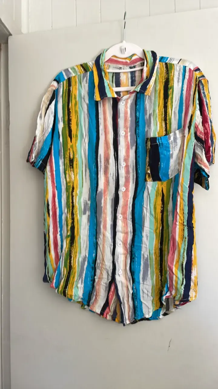 Camisa de rayas multicolor para hombre talla XL - 1