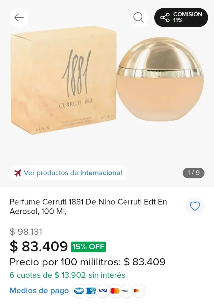 Perfume Cerruti 1881 para mujer 100 ml - 5